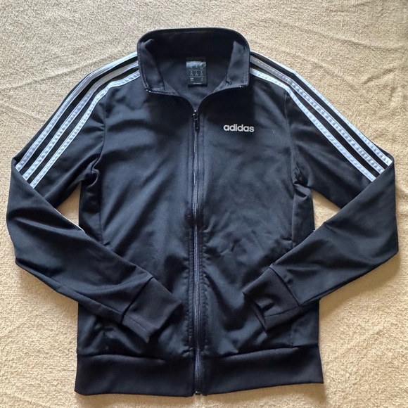 Adidas Black Track Jacket with White Stripes - Picture 1 of 3